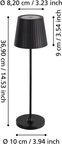 Eglo 75794 - Lampă de masă LED de exterior CABOZO, dimmabilă, LED/3,8W/5V, 2000 mAh, IP44, negru