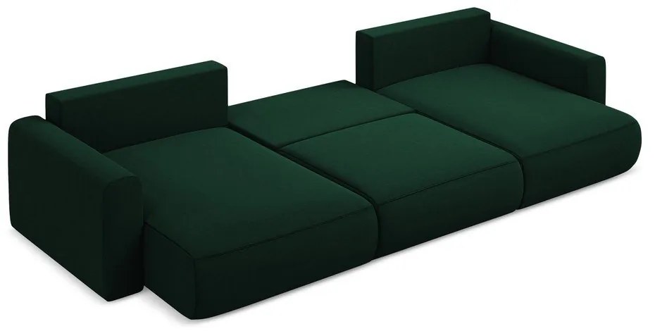 Colțar verde extensibil/cu spațiu de depozitare cu tapițerie din catifea (în formă de "U") Kapua – Makamii