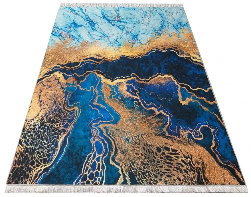 Covor antiderapant cu model albastru abstract Lăţime: 80 cm | Lungime: 150 cm