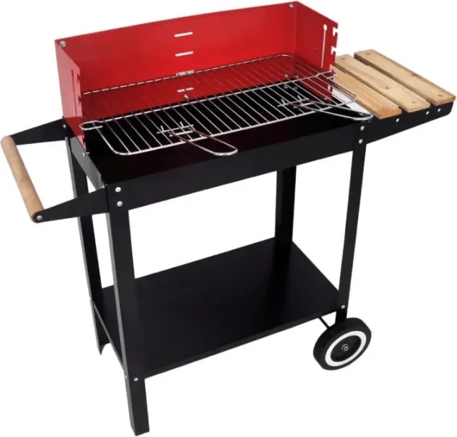Gratar de gradina pe carbune BBQ 87x35 cm, negru/rosu