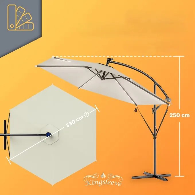 Deuba Umbrelă solară Mali cu LED Ø330 cm - crem