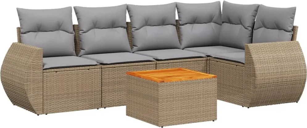 vidaXL Set canapele de grădină cu perne, 6 piese, bej, poliratan
