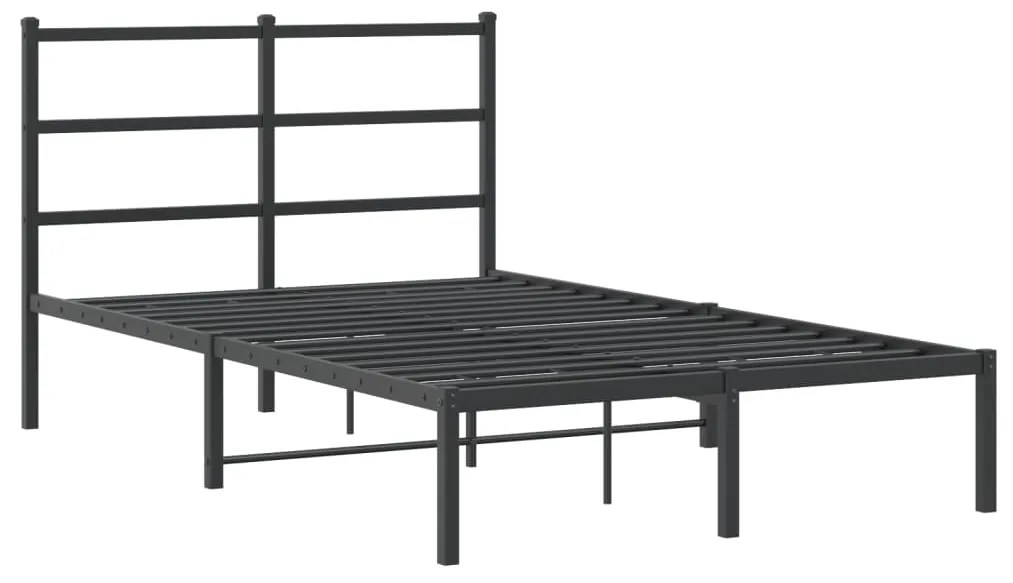 355362 vidaXL Cadru de pat metalic cu tăblie, negru, 120x190 cm