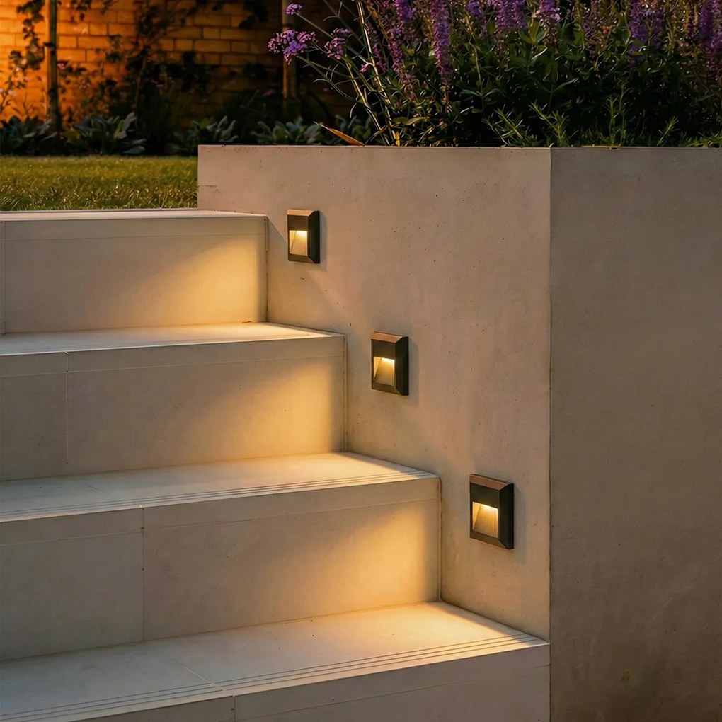 Lampa de perete moderna gri inchis patrata incl. LED - Gem