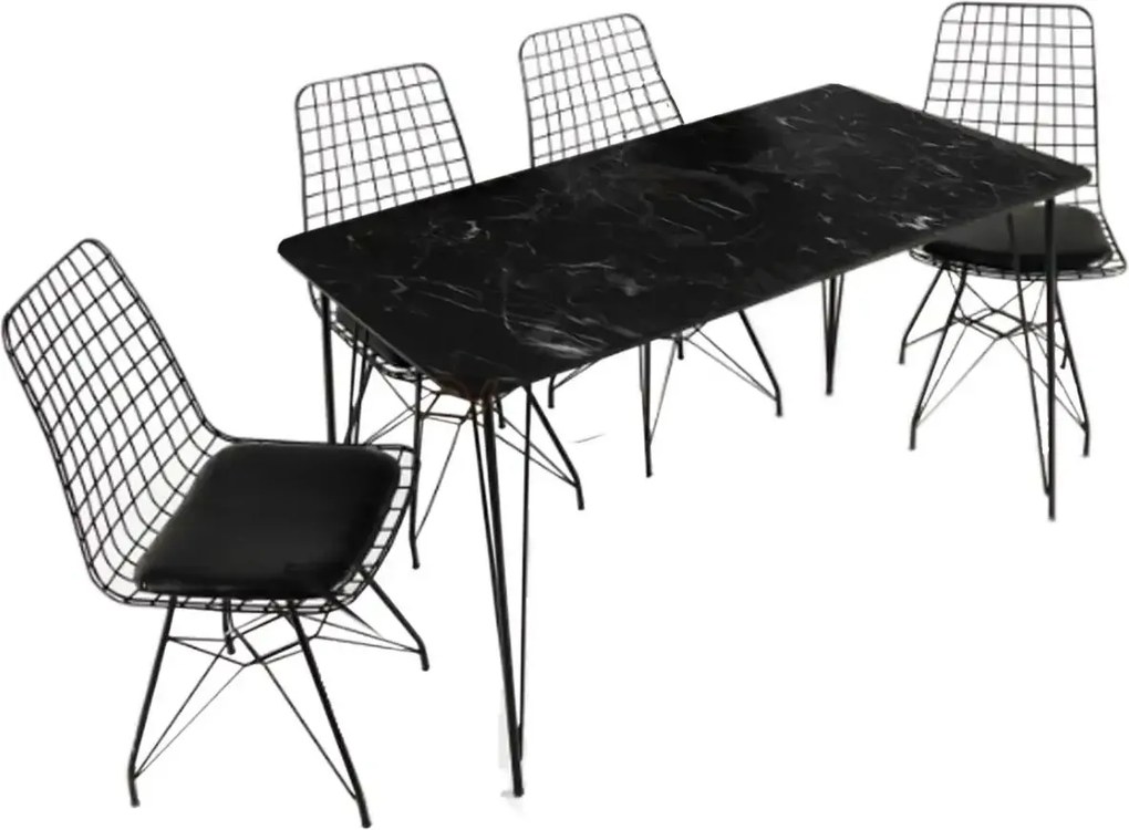 Resigilat:Masa bucatarie aspect marmura, Bety Homs 70 x 110 cm, negru