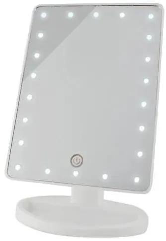Oglinda cosmetica, cu LED, unghi reglabil, nivel iluminare reglabil, alb, 4xAA, 16.5x12.5x26 cm, Isotrade