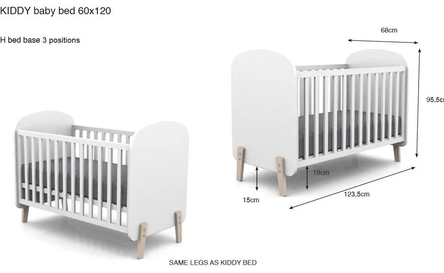 Pătuț pentru copii Vipack Kiddy, 60 x 120 cm