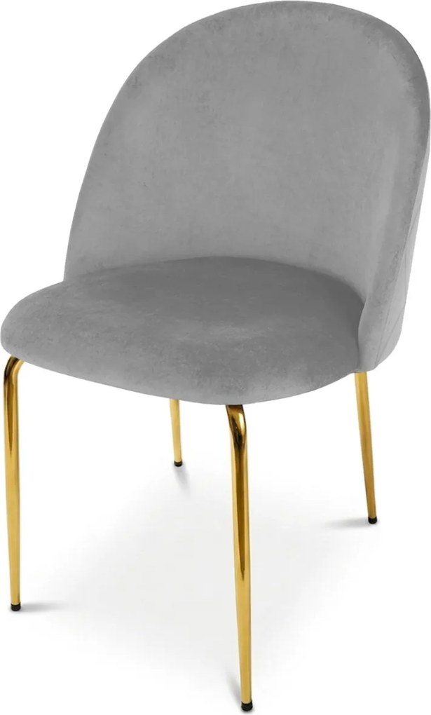 Scaun de dining INCA VELVET cu picioare aurii, gri deschis