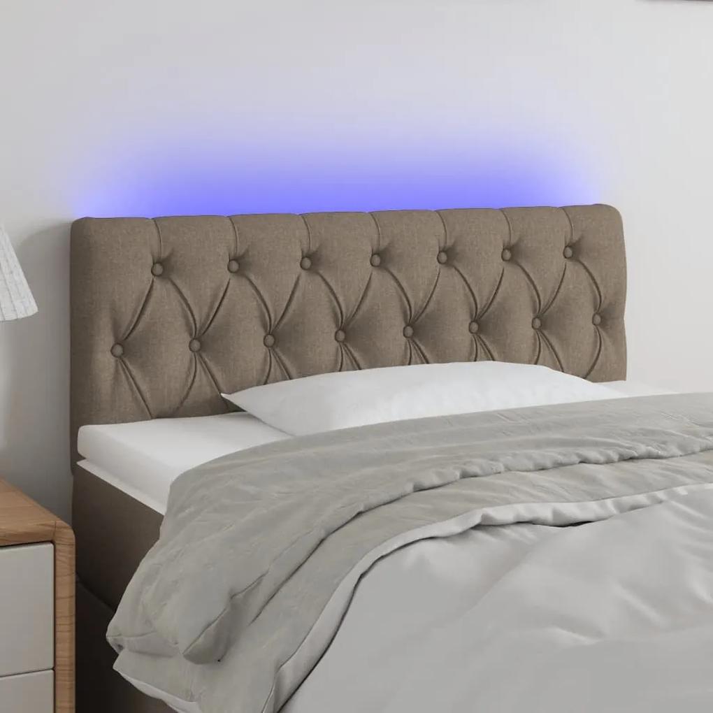 3121934 vidaXL Tăblie de pat cu LED, gri taupe, 90x7x78/88 cm, textil