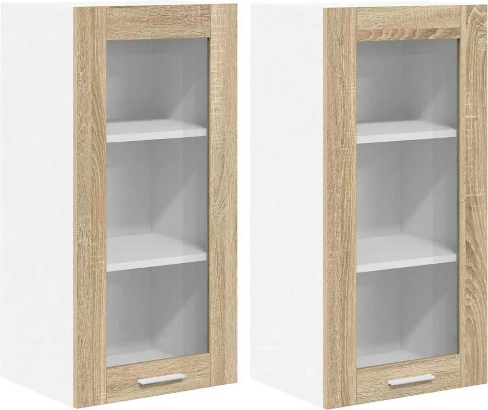 vidaXL Dulap suspendat cu ușă 2 pcs Stejar Sonoma 40 x 31 x 80 cm