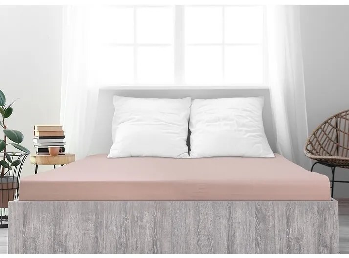 Cearșaf de pat 4Home jersey Ideal roz deschis, 100 x 200 cm