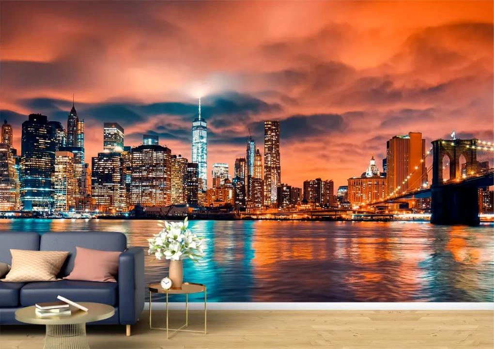 Tapet Premium Canvas - Apusul soarelui in Manhattan