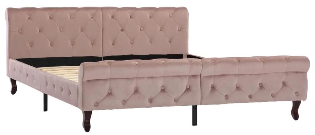 288568 vidaXL Cadru de pat, roz, 160 x 200 cm, catifea