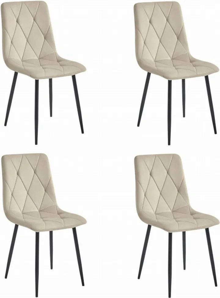 Set 4 Scaune Bucatarie/Dining Fido Catifea Bej
