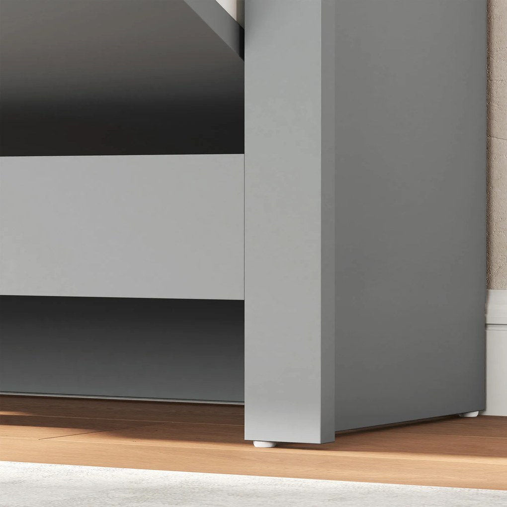 HOMCOM Dulap pentru încălțăminte 12 perechi, dulap îngust cu 2 sertare rabatabile și polițe reglabile, gri deschis | Aosom Romania