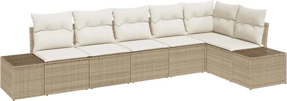 vidaXL Set de canapele pentru grădină 6 pcs Bej și crem poliratan