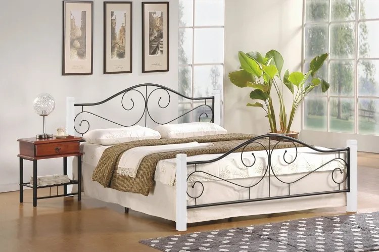 Pat din lemn si metal Violetta White / Black