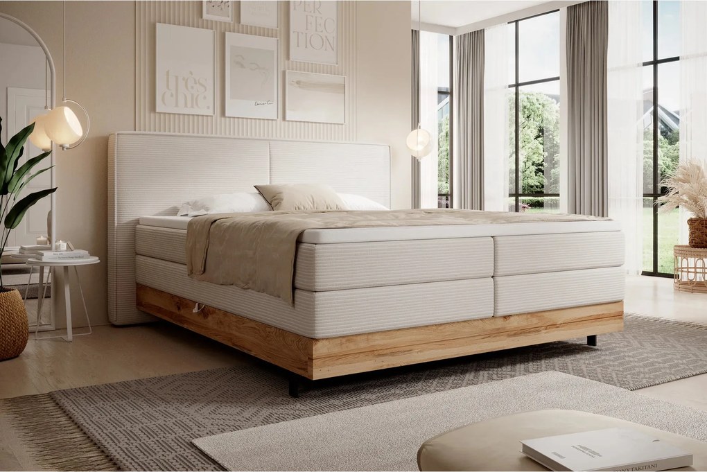 Pat boxspring NEBIA 140x200, personalizabil materiale Gama Premium, cu