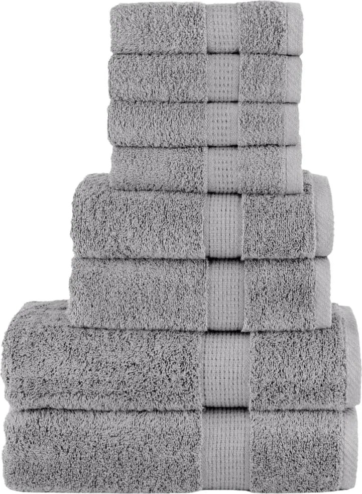 vidaXL Set de prosoape premium SOLUND, 8 piese, gri, 600 g/m²
