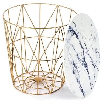 Măsuță de cafea HARISSA 41x42 cm auriu/alb decor marmorat