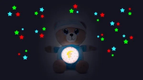Ursuleț albastru de pluș 32cm pe baterii cu lumină și sunet