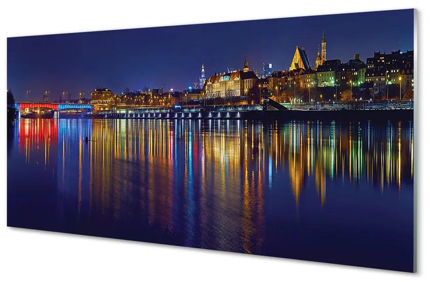 Panouri de sticlă pod Varșovia oraș noapte River