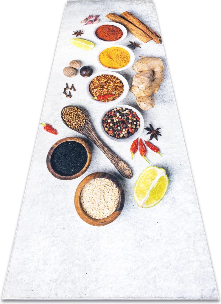 ANDRE 3343 covor lavabil Condimente, bucatarie, anti-alunecare - argint / bej