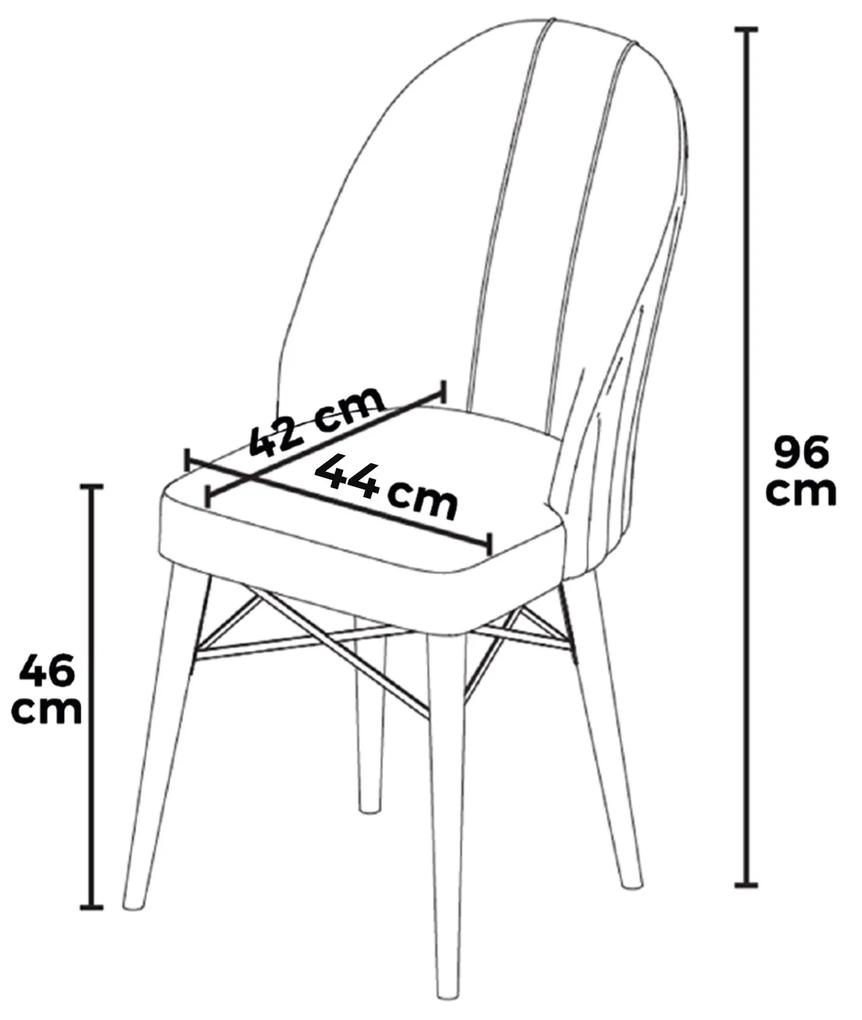 Set 4 scaune haaus Ritim, Gri/Alb, textil, picioare metalice