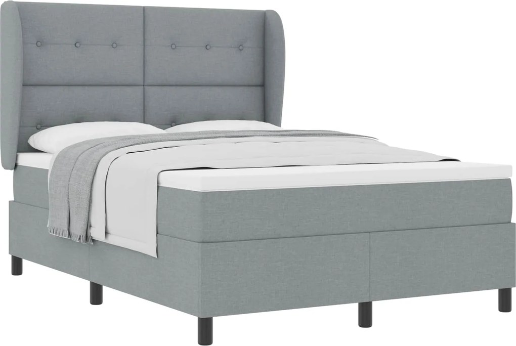 vidaXL Pat cu arcuri cu saltea Gri deschis 160 x 200 cm țesătură