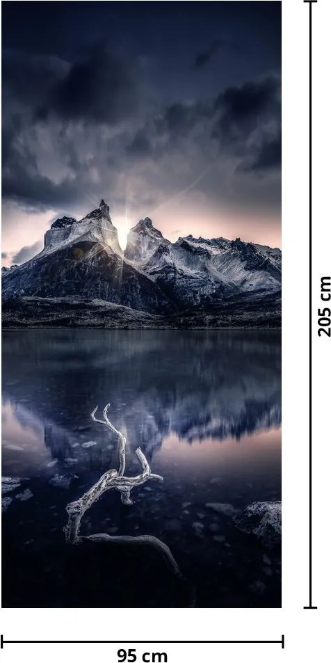 Fototapet pentru ușă - Lac cu munte (95x205cm)