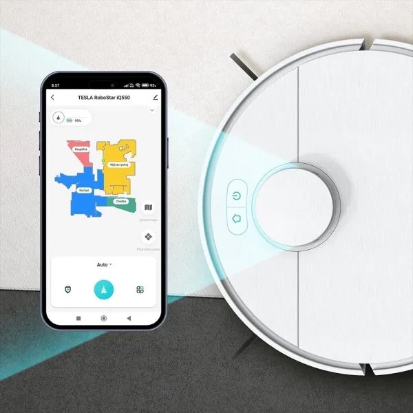 TESLA Electronics RoboStar - Aspirator robot 2în1 2550 mAh Wi-Fi alb