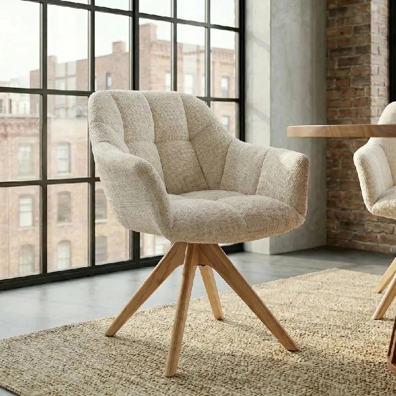 Scaun pivotant PAPILLON tesatura chenille/ stejar