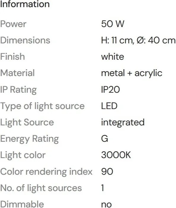 Plafoniera LED design circular Aruba 40cm alba