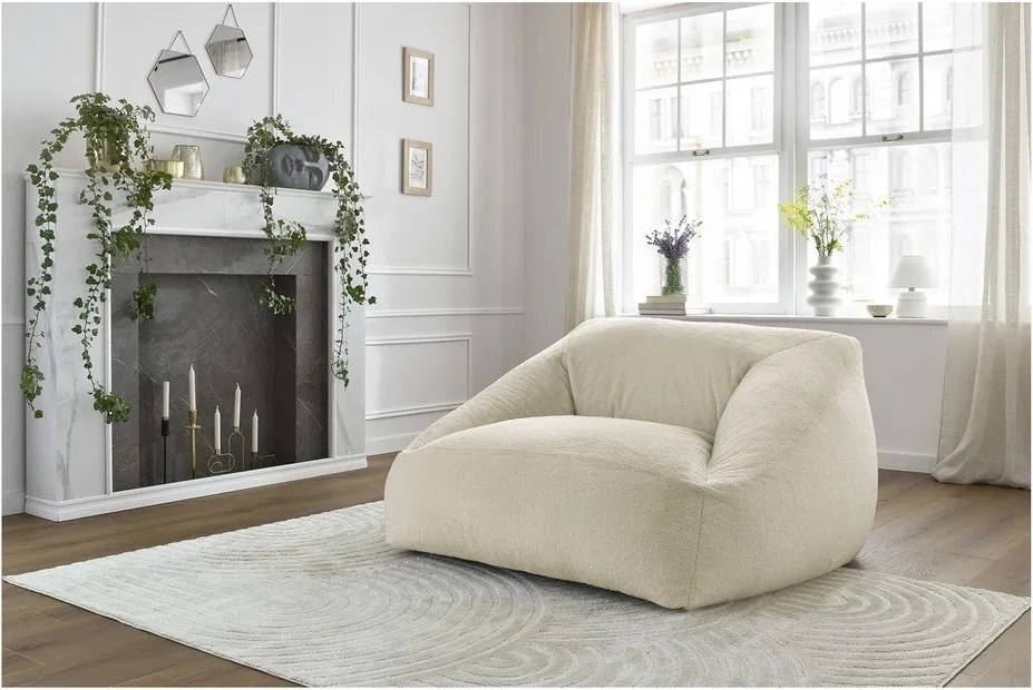 Fotoliu bean bag crem cu tapițerie din blană artificială Lilibet – Bobochic Paris