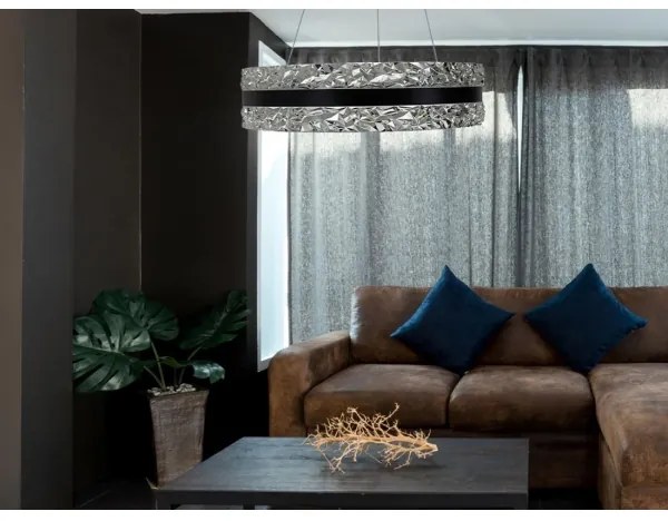 Lustră LED dimabilă pe cablu LED/80W/230V 3000-6500K negru + telecomandă