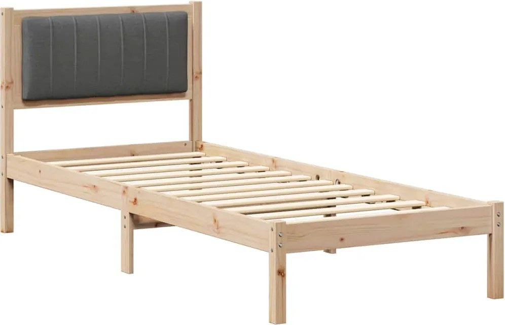 vidaXL Cadru de pat cu tăblie tapițată Gri închis 75 x 190 cm