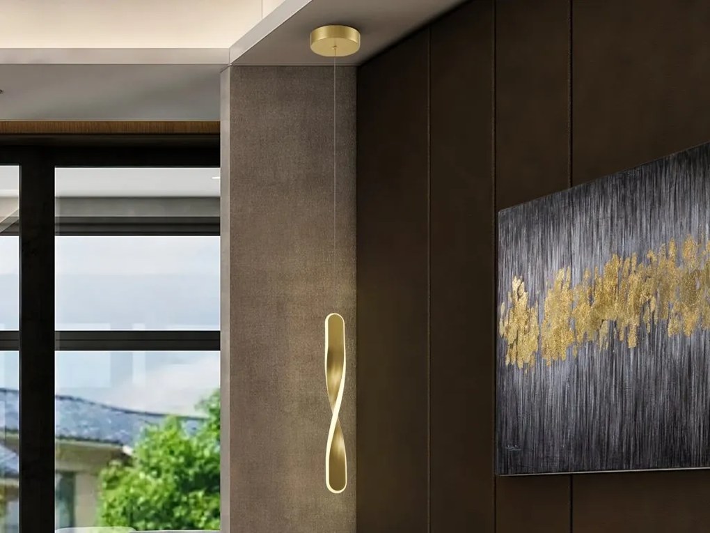 Lustra/Pendul LED design modern Twist auriu