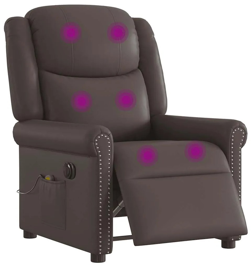 vidaXL Scaun electric pentru masaj pentru relaxare maro strălucitoare