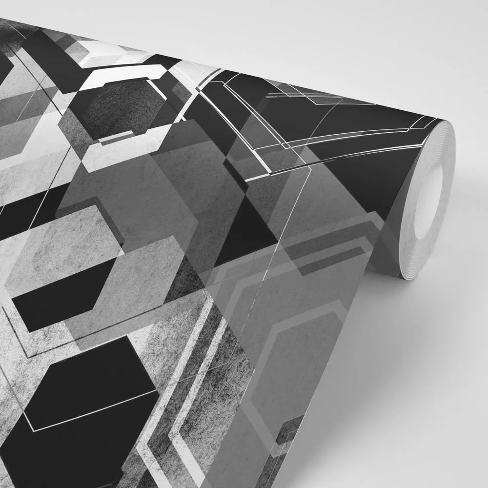 Tapet autoadeziv geometrie alb-negru