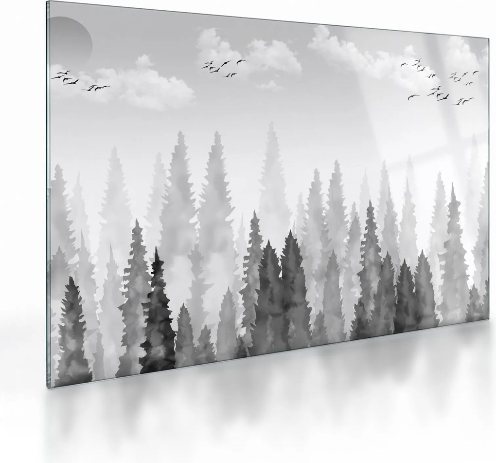 Tablou pe sticlă - Culmi de pădure (70x50 cm)