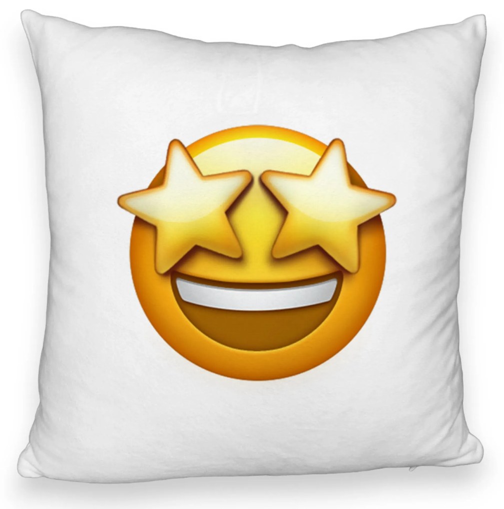 Perna Decorativa Fluffy, Model Emoji WOW, 40x40 cm, Alba, Husa Detasabila, Burduf