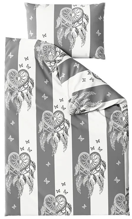 Lenjerie de pat din bumbac TIRLAN gri-alb Dimensiune lenjerie de pat: 2 buc 70 x 90 cm | 200 x 220 cm