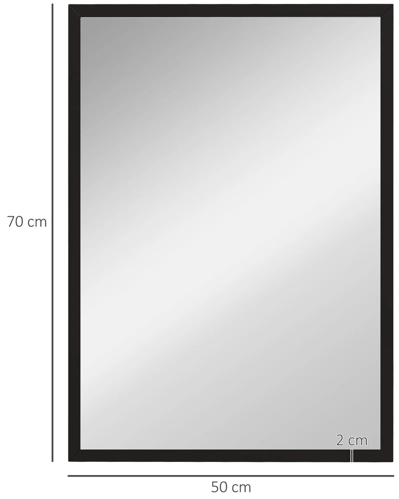 HOMCOM Oglindă Dreptunghiulară pentru Baie 50x70 cm Oglindă de Perete Decorativă pentru Living Intrare Hol Orizontală sau Verticală Negru | Aosom Romania