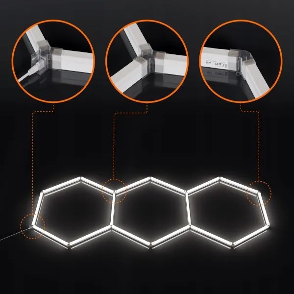 Plafonieră LED HEXAGON LED/128W/85-265V 6000K 248x97 cm CRI 90 IP54 albă