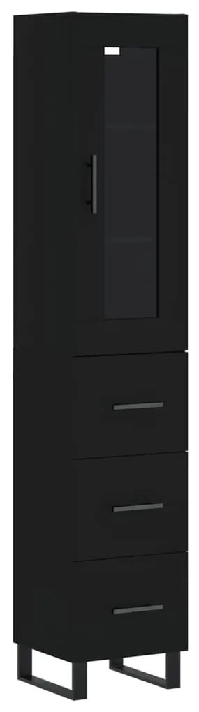 3199258 vidaXL Dulap înalt, negru, 34,5x34x180 cm, lemn prelucrat