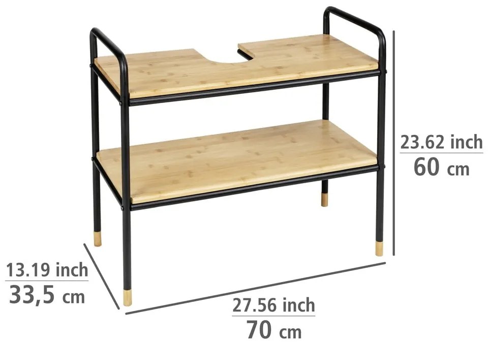 Dulap sub chiuvetă negru/natural din bambus 70x60 cm Loft – Wenko