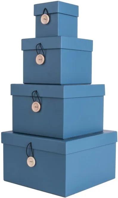 Set 4 cutii de depozitare PT LIVING Uniform, albastru