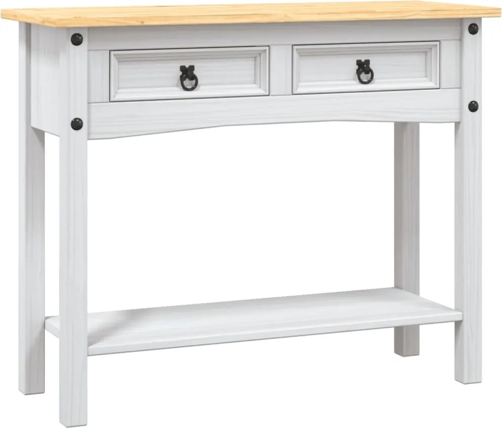 vidaXL Masă consolă, alb, 90 x 34,5 x 73 cm, pin mexican, gama Corona