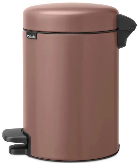 Cos de gunoi cu pedala Brabantia NewIcon 1008837, 3 L, Inchidere lina, Baza antiderapanta, Finisaj satinat, Maro