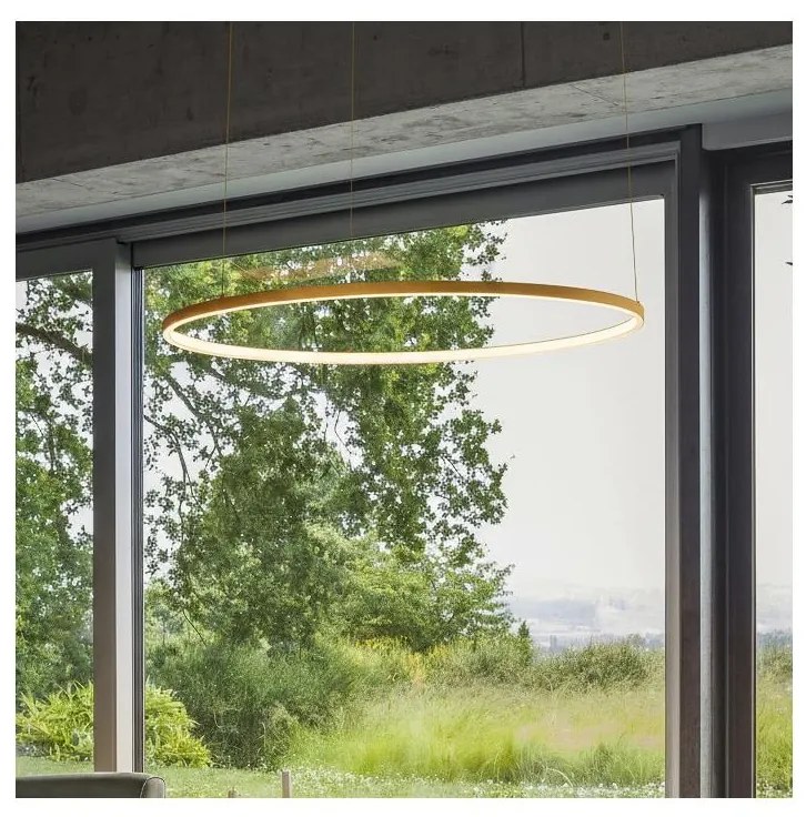 Ideal Lux - Lustră LED suspendată pe cablu ORACLE SLIM, 83W, 230V, 4000 K, Ø 150 cm, aurie